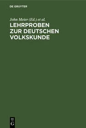 Meier |  Lehrproben zur deutschen Volkskunde | Buch |  Sack Fachmedien