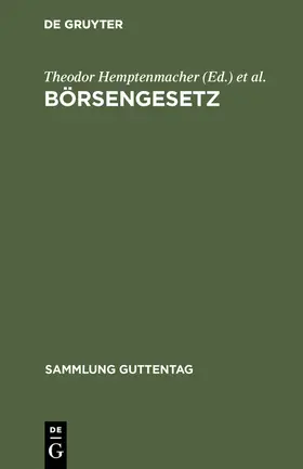 Meyer / Hemptenmacher | Börsengesetz | Buch | 978-3-11-115558-6 | sack.de