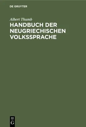 Thumb |  Handbuch der neugriechischen Volkssprache | Buch |  Sack Fachmedien