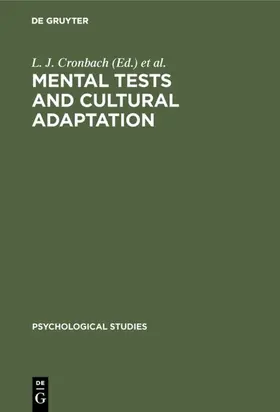 Drenth / Cronbach |  Mental tests and cultural adaptation | Buch |  Sack Fachmedien
