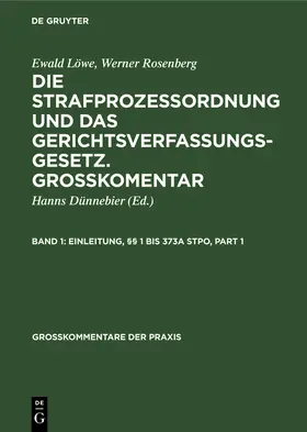 Dünnebier |  Einleitung, §§ 1 bis 373a StPO | Buch |  Sack Fachmedien