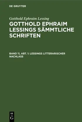 Maltzahn |  Lessings Litterarischer Nachlaß | Buch |  Sack Fachmedien