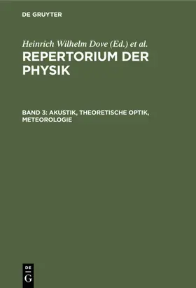 Moser / Dove |  Akustik, Theoretische Optik, Meteorologie | Buch |  Sack Fachmedien