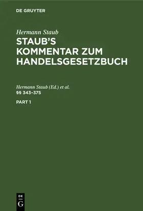 Koenige / Staub |  §§ 343-375 | Buch |  Sack Fachmedien