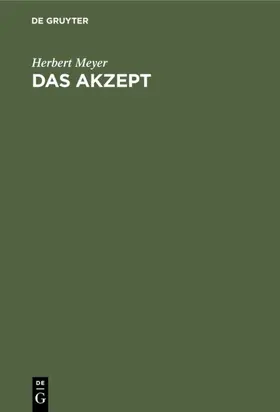 Meyer |  Das Akzept | Buch |  Sack Fachmedien