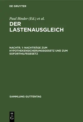 Drexl / Binder |  Nachträge zum Hypothekensicherungsgesetz und zum Soforthilfegesetz | Buch |  Sack Fachmedien