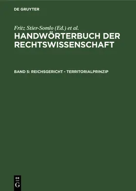 Elster / Stier-Somlo |  Reichsgericht - Territorialprinzip | Buch |  Sack Fachmedien