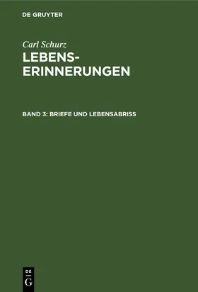 Schurz | Briefe und Lebensabriß | Buch | 978-3-11-132159-2 | www2.sack.de