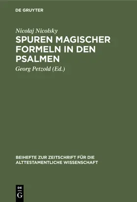 Nicolsky / Petzold |  Spuren magischer Formeln in den Psalmen | eBook | Sack Fachmedien