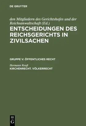Reuß |  Kirchenrecht. Völkerrecht | eBook | Sack Fachmedien