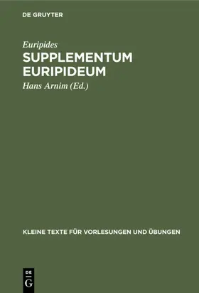 Euripides / Arnim |  Supplementum Euripideum | eBook | Sack Fachmedien