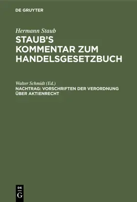 Schmidt |  Vorschriften der Verordnung über Aktienrecht | eBook | Sack Fachmedien