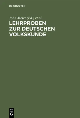 Meier | Lehrproben zur deutschen Volkskunde | E-Book | sack.de