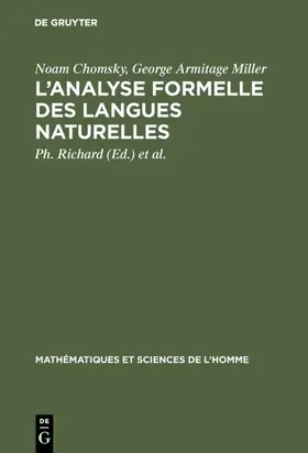 Chomsky / Miller / Richard |  L'analyse formelle des langues naturelles | eBook | Sack Fachmedien