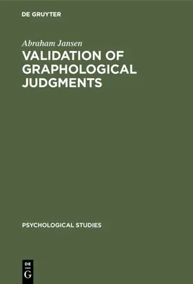 Jansen |  Validation of graphological judgments | eBook | Sack Fachmedien