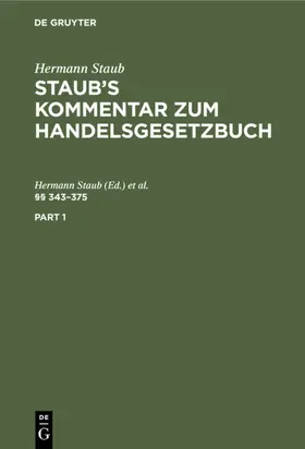 Staub / Koenige |  §§ 343–375 | eBook | Sack Fachmedien