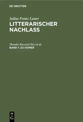 Beccard / Hertz |  Zu Homer | eBook | Sack Fachmedien