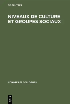  Niveaux de culture et groupes sociaux | eBook | Sack Fachmedien