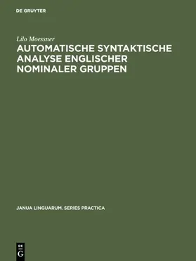 Moessner |  Automatische syntaktische Analyse englischer nominaler Gruppen | eBook | Sack Fachmedien