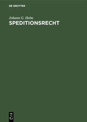 Helm | Speditionsrecht | E-Book | sack.de