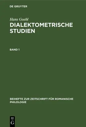 Goebl |  Hans Goebl: Dialektometrische Studien. Band 1 | eBook | Sack Fachmedien