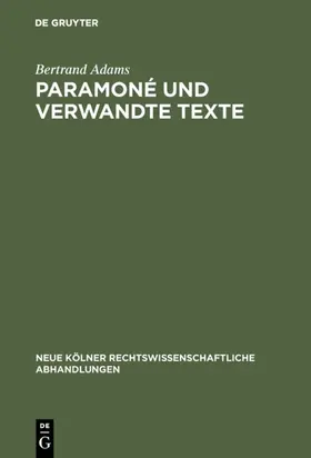 Adams |  Paramoné und verwandte Texte | eBook | Sack Fachmedien