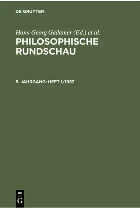 Kuhn / Gadamer |  Heft 1/1957 | Buch |  Sack Fachmedien