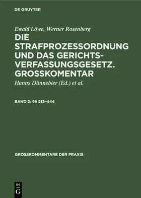 Löwe / Dünnebier / Rosenberg |  §§ 213-444 | Buch |  Sack Fachmedien