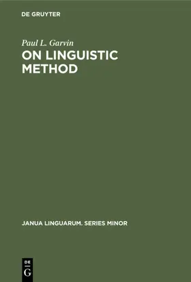 Garvin |  On Linguistic Method | Buch |  Sack Fachmedien