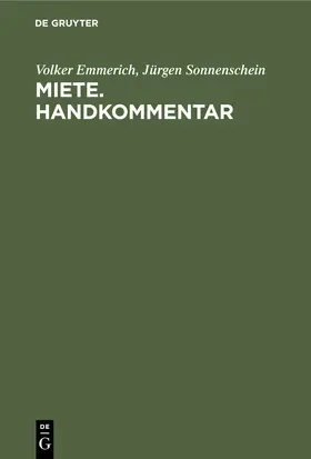 Sonnenschein / Emmerich |  Miete. Handkommentar | Buch |  Sack Fachmedien