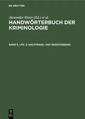 Sieverts / Elster / Schneider |  Nachtrags- und Registerband | Buch |  Sack Fachmedien