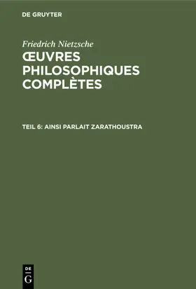 Nietzsche / [unknown] |  Ainsi parlait Zarathoustra | eBook | Sack Fachmedien