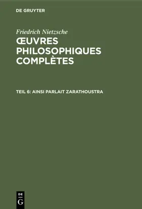 Nietzsche / [unknown] | Ainsi parlait Zarathoustra | E-Book | www2.sack.de