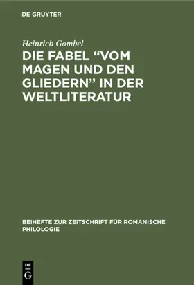 Gombel | Die Fabel “Vom Magen und den Gliedern” in der Weltliteratur | E-Book | sack.de