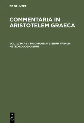 Degruyter |  Philoponi in librum primum meteorologicorum | Buch |  Sack Fachmedien