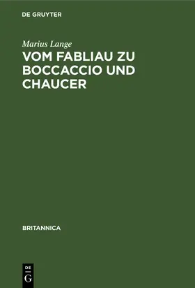 Lange |  Vom Fabliau zu Boccaccio und Chaucer | Buch |  Sack Fachmedien