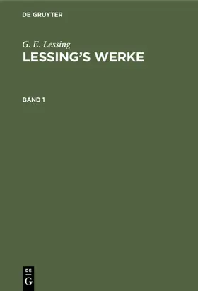  G. E. Lessing: Lessing's Werke. Band 1 | Buch |  Sack Fachmedien