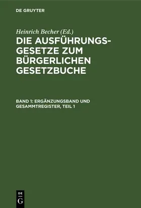 Becher |  Ergänzungsband und Gesammtregister | eBook | Sack Fachmedien