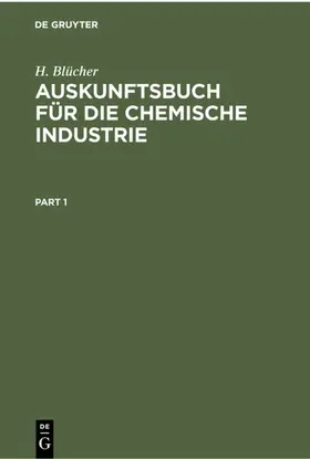 Blücher |  Auskunftsbuch für die Chemische Industrie | Buch |  Sack Fachmedien