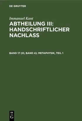  Metaphysik, Teil 1 | eBook | Sack Fachmedien