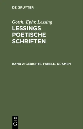 Lessing |  Gedichte. Fabeln. Dramen | Buch |  Sack Fachmedien