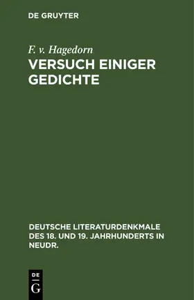 Hagedorn |  Versuch einiger Gedichte | eBook | Sack Fachmedien