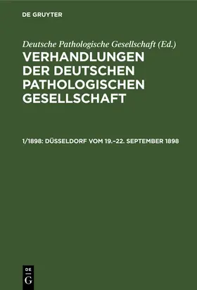 Degruyter |  Düsseldorf vom 19.-22. September 1898 | Buch |  Sack Fachmedien