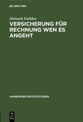 Embden |  Versicherung für Rechnung wen es angeht | eBook | Sack Fachmedien