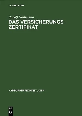 Nothmann | Das Versicherungs-Zertifikat | E-Book | www2.sack.de
