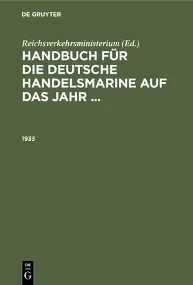 Reichsverkehrsministerium |  1933 | Buch |  Sack Fachmedien