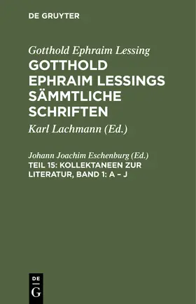 Eschenburg |  Kollektaneen zur Literatur, Band 1: A - J | Buch |  Sack Fachmedien