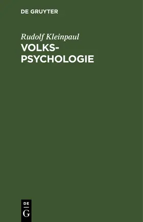 Kleinpaul | Volkspsychologie | E-Book | sack.de