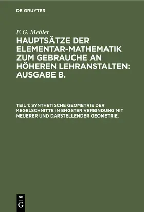 Mehler / Schulte-Tiggs | Synthetische Geometrie der Kegelschnitte in engster Verbindung mit neuerer und darstellender Geometrie. | Buch | 978-3-11-239657-5 | sack.de