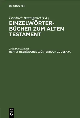 Hempel |  Hebräisches Wörterbuch zu Jesaja | eBook | Sack Fachmedien